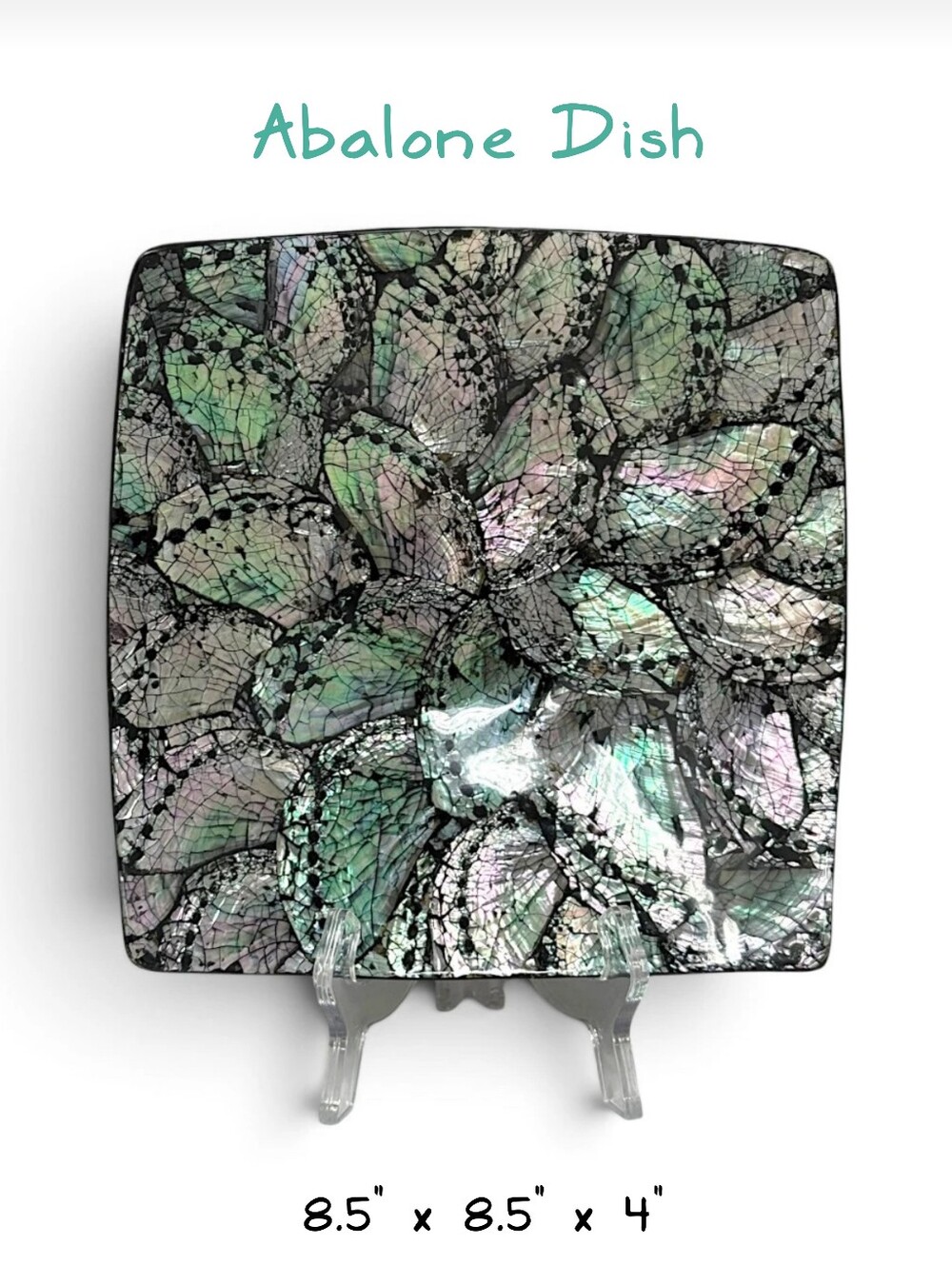 Beautiful mosaic Abalone dish, 8.5" x 8.5" x 4"